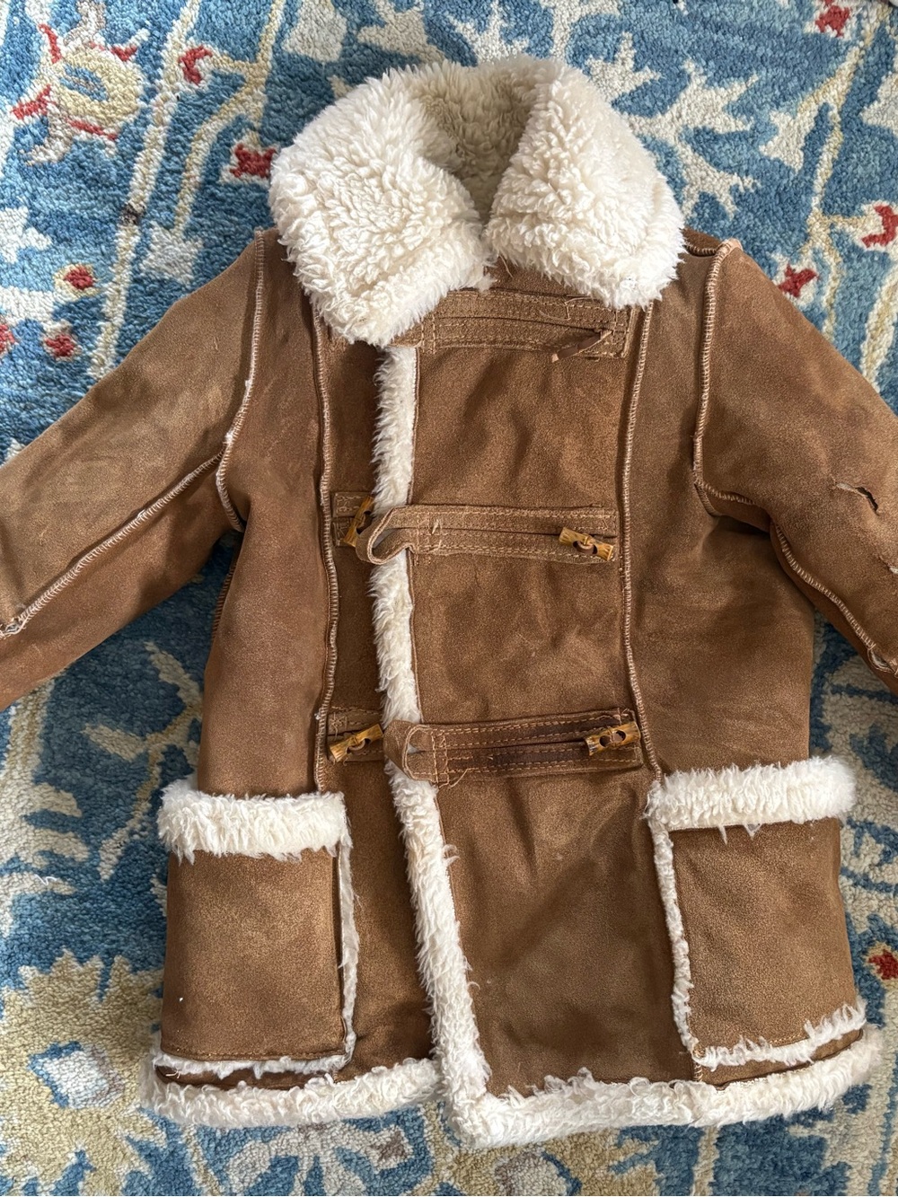 Vintage Girls 4T Brown Suede Sherpa Coat